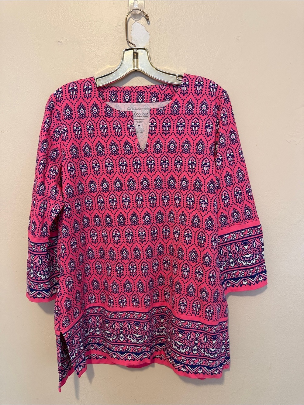 Coolibar Pink and Navy Printed  Top